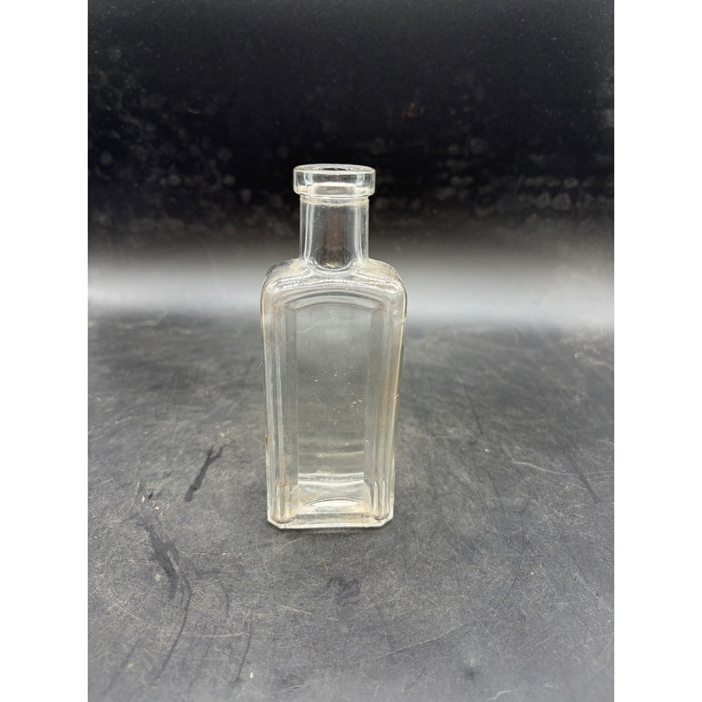 Vintage Clear Glass Apothecary Bottle Diamond 770 Embossed Rectangular